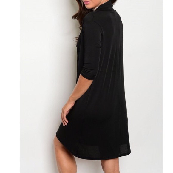 ❗️CLOSING SALE❗️ Black Draped 3/4 Sleeve Dress - Picture 3 of 3